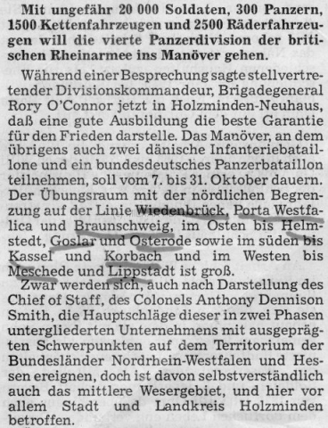 1985 Quarter Final - Zeitungsartikel Täglicher Anzeiger Holzminden