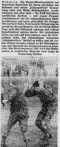 1985 Quarter Final - Zeitungsartikel Täglicher Anzeiger Holzminden